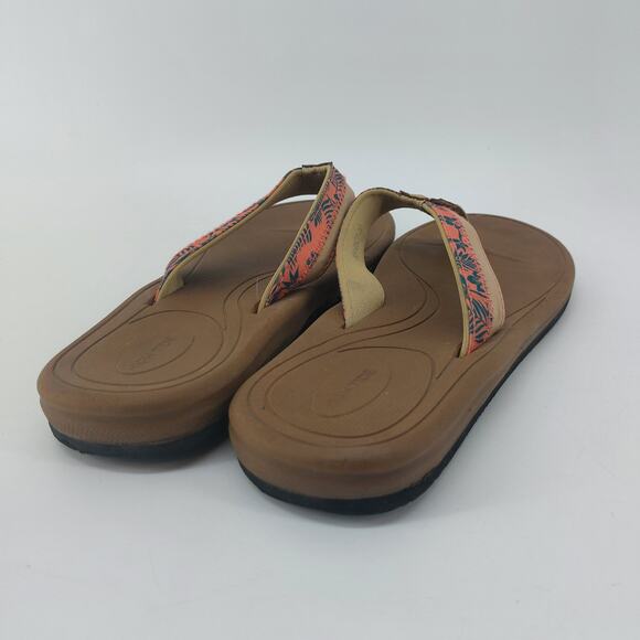 Hi Tide Flip Flop Sandals XH-0521-10 Coral Green Hawaiian Print Size 10 - Picture 11 of 12